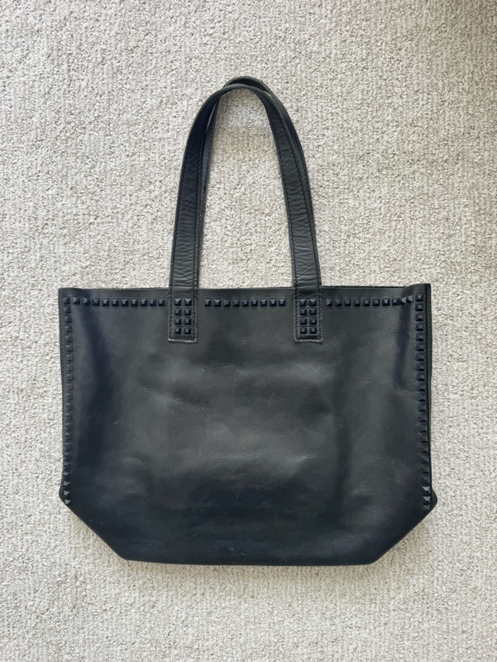 Frye Black Leather Stud-Trim Tote